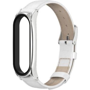 For Xiaomi Mi Band 6 / 5 / 4 / 3 Mijobs First Layer Cowhide Plus Replacement Watchband(White)