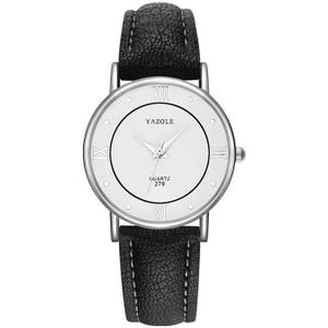 Yazole 279 zakelijke casual analoge quartz paar horloge (witte lade zwarte riem klein)