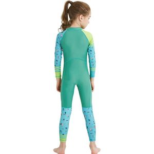 DIVE & SAIL LS-18822 Children Diving Suit Outdoor Zonnebrandcrme Uit n stuk Zwempak  Maat: S(Girl Green)