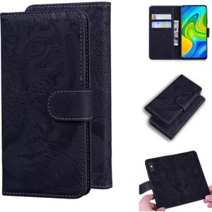 Voor Xiaomi Redmi Note 9 / 10X 4G Tiger Embossing Pattern Horizontale Flip Lederen Case met Holder & Card Slots & Wallet(Zwart)