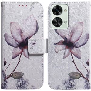 Voor OnePlus Nord 2t Gekleurde tekening Lederen telefoonhoesje (Magnolia Flower)