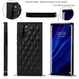 Voor Huawei P30 Pro Elegant Rhombic Pattern Microfiber Leather + TPU Shockproof Case met Crossbody Strap Chain (Black)