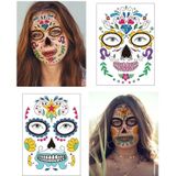 18 stks Waterdicht en zweetbewijs van de Dode Maskerade Partij Tijdelijke Stickers Halloween Gezicht Tattoo Stickers (SY-B126)