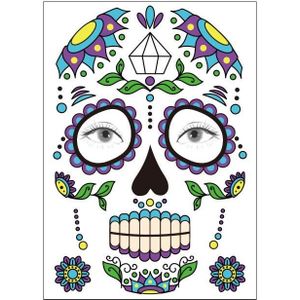 18 stks Waterdicht en zweetbewijs van de Dode Maskerade Partij Tijdelijke Stickers Halloween Gezicht Tattoo Stickers (SY-B126)