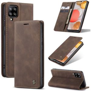 Voor Samsung Galaxy A42 5G CaseMe-013 Multifunctionele Retro Frosted Horizontale Flip Lederen case met kaartslot & portemonnee (koffie)