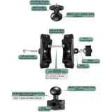 25mm Ball Head Motorcycle Rearview Mirror Fixed Mount Holder with 2 types of U-bolts for DJI Osmo Action  GoPro HERO8 Black/HERO7 /6 /5  Xiaoyi and Other Action Cameras (Black)
