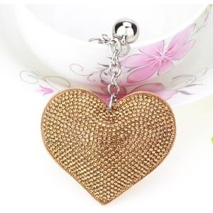 2 PC'S hart sleutelhanger leder kwast gouden sleutel houder metalen Crystal sleutelhanger keyring charme tas auto hanger cadeau (goud)