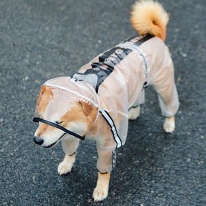 Hond regenjas vier voet waterdicht transparante reflecterende poncho  grootte: L (mat wit)