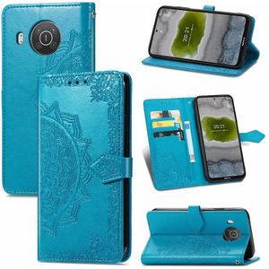 For Nokia X10 Mandala Flower Embossed Horizontal Flip Leather Case with Bracket / Card Slot / Wallet / Lanyard(Blue)