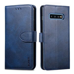 For Galaxy S10+ GUSSIM Business Style Horizontal Flip Leather Case with Holder & Card Slots & Wallet(Blue)