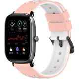 Voor Amazfit GTS 2 Mini 20 mm tweekleurige poreuze siliconen horlogeband (roze + wit)