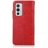 For OnePlus 9RT 5G KHAZNEH Dual-Splicing Cowhide Texture Horizontal Flip Leather Phone Case(Red)