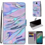 For Nokia C01 Plus Coloured Drawing Cross Texture Horizontal Flip PU Phone Leather Case with Holder & Card Slots & Wallet & Lanyard(Colorful Layer(Fluorescent Water Pattern)