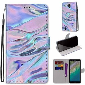 For Nokia C01 Plus Coloured Drawing Cross Texture Horizontal Flip PU Phone Leather Case with Holder & Card Slots & Wallet & Lanyard(Colorful Layer(Fluorescent Water Pattern)