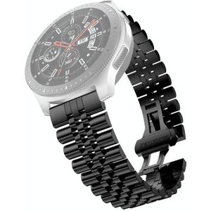 20mm Voor Samsung Galaxy Watch 3 41mm Vijf kralen Stalen Vervangende Band Watchband (Zwart)