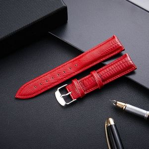 Hagedis textuur lederen riem vervanging horlogeband  grootte: 14mm (rood)