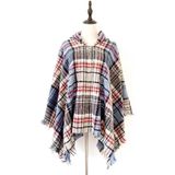 Lente herfst winter geruit patroon hooded mantel sjaal sjaal  lengte (CM): 135cm (DP-01 Blauw Rood)