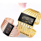 WAT2008 legering armband horloge creatieve rechthoekige wijzerplaat quartz horloge voor vrouwen (goud + zwart)