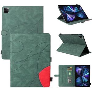 Dual-Color Splicing Horizontale Flip PU Lederen Case met Houder & Card Slots voor iPad Pro 12.9 (2020/2021/2018) (Groen)