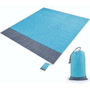 Polyester waterdichte plaid doek zak picknick mat outdoor camping strand mat  grootte: 2 1 x 2 m (lichtblauw + grijs)