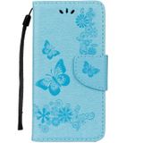 Voor Huawei P9 relif Lite Mini Vintage bloemen vlinder patroon horizontale Flip lederen draagtas met kaartslot & houder & portemonnee & Lanyard (blauw)