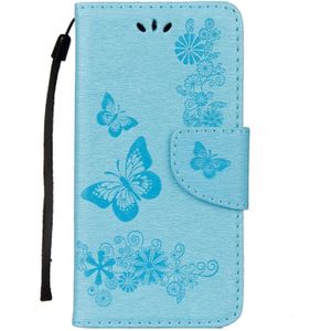 Voor Huawei P9 relif Lite Mini Vintage bloemen vlinder patroon horizontale Flip lederen draagtas met kaartslot & houder & portemonnee & Lanyard (blauw)