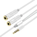 2 in 1 3 5 mm man tot dubbele 3 5 mm vrouwelijke TPE high-elastische audiokabelsplinter  kabellengte: 32cm (Zilver)
