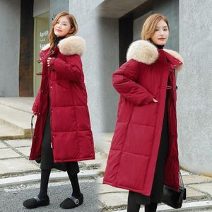Midden-lengte naar beneden gevoerde jas (kleur: rood maat: M)