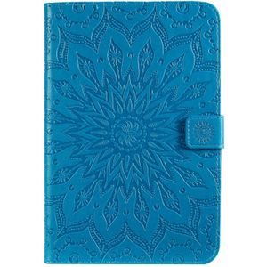 Voor iPad mini 2019 & 4 & 3 & 2 & 1 gedrukt afdrukken zon bloem patroon horizontale Flip lederen draagtas met houder & kaartsleuven & portemonnee (blauw)