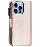 Microfiber Rits Horizontale Flip Leren Case met Houder & Card Slots & Portemonnee voor iPhone 13 Pro (Rose Gold)