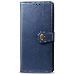 Voor Huawei Mate 40 Lite/Maimang 9 Solid Color Leather Buckle Phone Case met Lanyard & Photo Frame & Card Slot & Wallet & Stand Functie(Blauw)