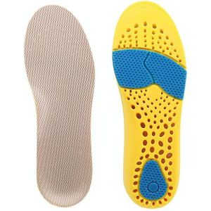 2 stks 086 086 PU siliconen zweet-absorberende ademend schok-absorberende sporten Volledige schoenpads Cuttable verhogen binnenzool  grootte: 39-40 (geel bodem grijs oppervlak)