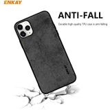 For iPhone 11 Pro Max ENKAY ENK-PC0302 2 in 1 Business Series Fabric Texture PU Leather + TPU Soft Slim Case Cover ? 0.26mm 9H 2.5D Tempered Glass Film(Black)