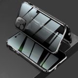 Schokbestendige anti-glurend magnetisch metalen frame Dubbelzijdige tempered glass case voor iPhone 11 Pro Max(Zwart)
