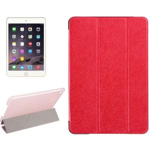 Zijde textuur horizontale Flip lederen draagtas met drie-opvouwbare houder voor iPad mini 2019 (rood)