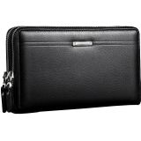 LEINASEN A80 Multi-Card Mannen Hand Bag Dubbele Rits Grote Capaciteit Portemonnee (Zwart)