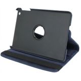 360 graden draaiend lederen hoesje met houder voor iPad mini 1 / 2 / 3 (donker blauw)