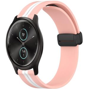 Voor Garmin Garminmove Style 20 mm opvouwbare magnetische sluiting siliconen horlogeband (roze + wit)