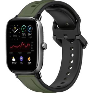 Voor Amazfit GTS 2 Mini 20 mm bolle lus tweekleurige siliconen horlogeband (donkergroen + zwart)