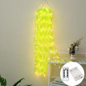 100 LED's simulatie planten koperdraad decoratief licht  spec: batterij box + rc (geel licht)