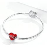 S925 Sterling Zilveren Hanger Liefde Heartbeat Red Love Heart Line Illustratie Kralen DIY Armband Ketting Accessoires