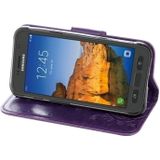 Voor Galaxy S7 Active geperst bloemen vlinder patroon horizontale Flip lederen draagtas met houder & kaartsleuven & portemonnee & Lanyard(Purple)