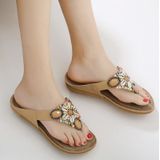 Dames Zomer Boheemse Sandalen Seaside Retro Kralen Shell Slippers  Maat: 38 (Abrikoos)