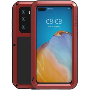 Voor Huawei P40 LOVE MEI Metaal schokbestendig waterdichte stofdichte beschermhoes (rood)