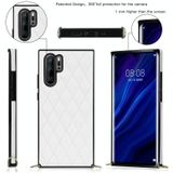 Voor Huawei P30 Pro Elegant Rhombic Pattern Microfiber Leather + TPU Shockproof Case met Crossbody Strap Chain (White)