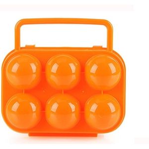2 PCS Portable Handle 6 Eggs Plastic Container Egg Storage Box Case(Orange)