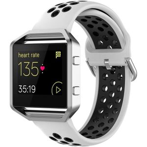 Voor Fitbit Versa 2 / Versa / Versa Lite / Blaze 23mm Sport Twee kleuren Siliconen vervangende band Horlogeband (Wit Zwart)