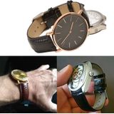 Hagedis textuur lederen riem vervanging horlogeband  grootte: 16mm (paars)