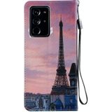 Voor Samsung Galaxy Note 20 Ultra Painting Horizontale Flip Lederen Case met Holder & Card Slot & Lanyard(Eiffeltoren)