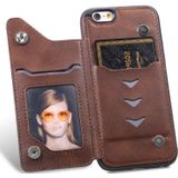 Voor iPhone 6 Shockproof Calf Texture Protective Case met Houder & Card Slots & Frame(Coffee)